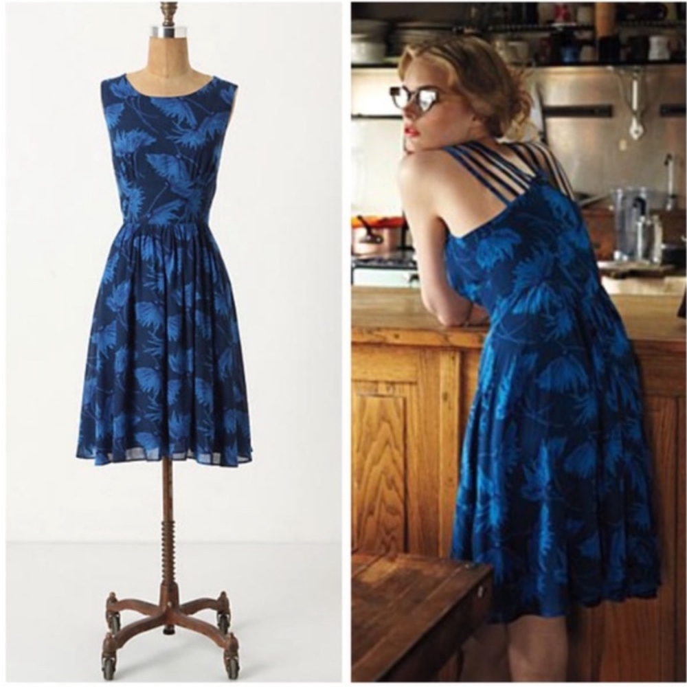 Anthropologie Maple Womens Blue Dandelion Dress size 6